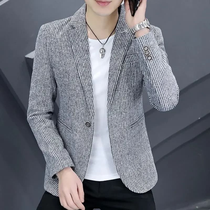 Thin Men's Suit Jackets Single Breasted Male Blazer Coat Brown Slim Fit High Quality Elegant Simple Classic Menswear Clothing