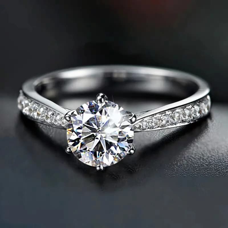 Luxury Shining Crystal 925 Sterling Silver Diamond Ring Beautiful Ring  Fashion Wedding Party Women Jewelry