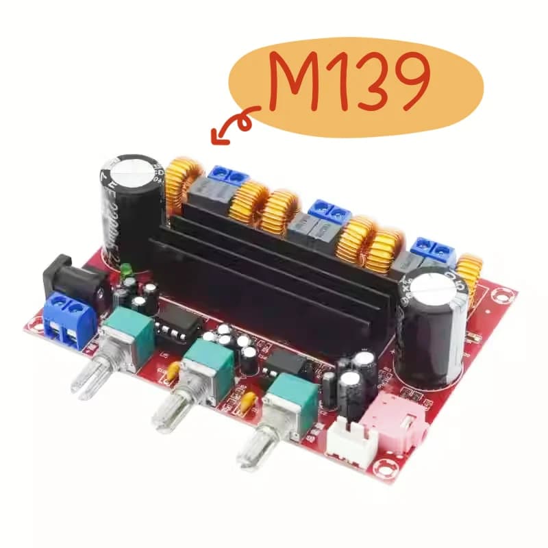 XH-M139 Audio Amplifier Board 2x50W 100W 2.1 Channel Amplifier Modules DC 12-24V 3 Sound Channels Energy Saving Pure HiFi Music
