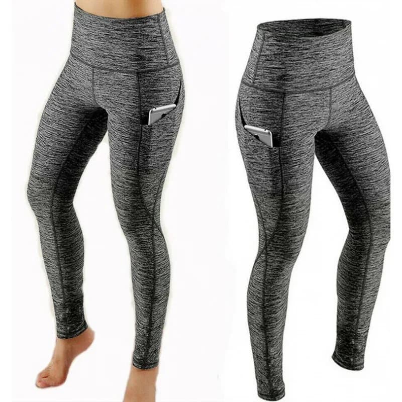 Women Yoga Leggings Sexy Solid High Waist Pocket Elastic Tummy Control Ruched Booty Pants Casual Gym Compression Tights Pants