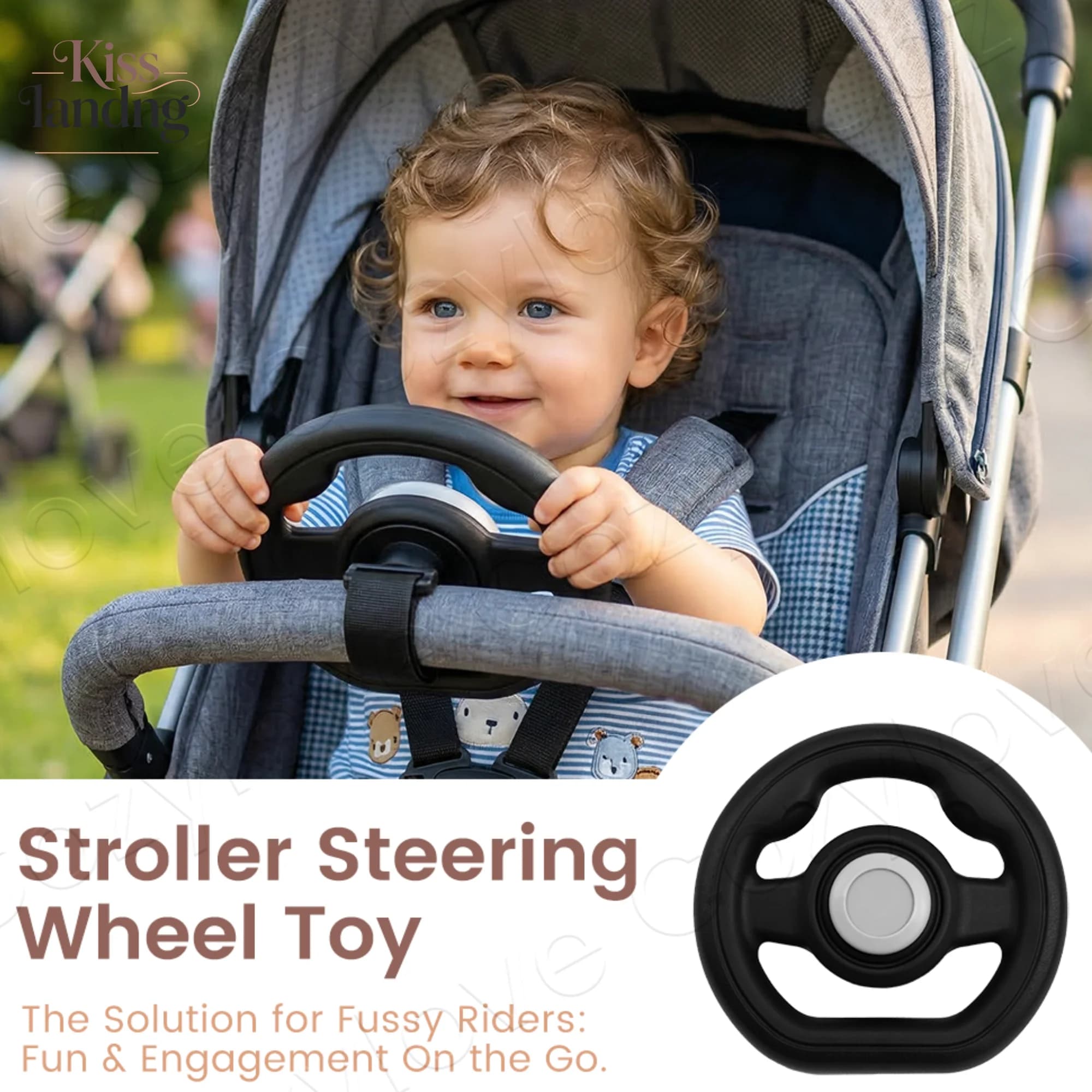 Stroller Steering Wheel Attachment | Stable Handlebars for Baby Strollers, Easy Grip for Toddlers