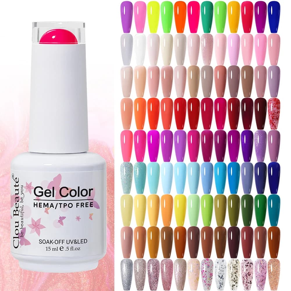 Clou Beaute Gel Nail Polish Neon Brown Royal Blue Red Green Pastal Nude Nail Art Varnishes Gel Lacquer HEMA/TPO FREE UV Gel Nail