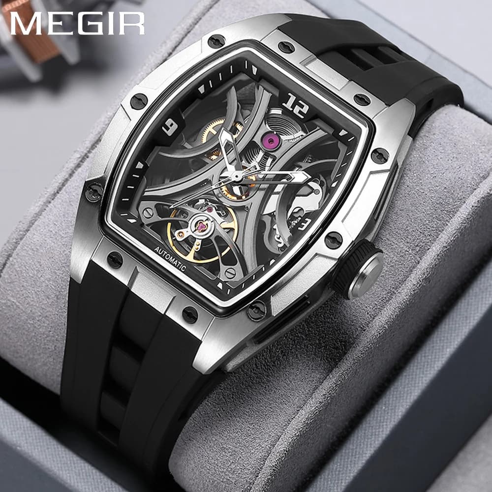 MEGIR 2026 New Men Automatic Mechanical Watches Men Luxury Brand Movemen Stainless Steel Waterproof Watch Relogio