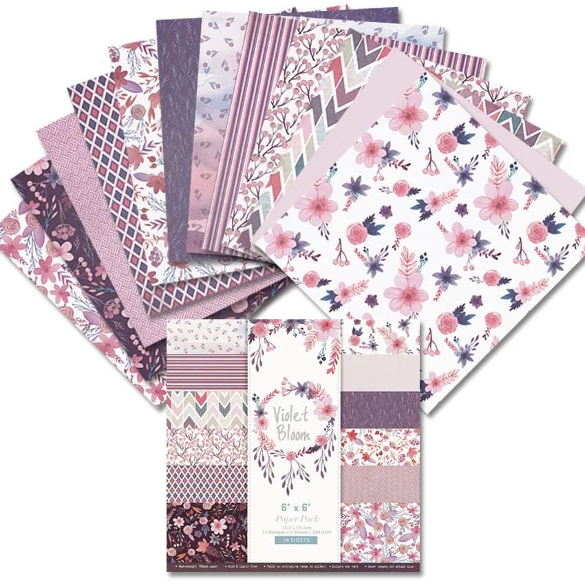 24 /12 Sheets Scrapbook Paper 15x15cm (6x6"), Journaling Supplies Cardstock Backgrounds Album Card for DIY Art Craft Decorative