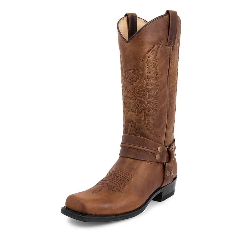 New Western Cowboy Boots Black Brown Faux Leather Retro Embroidered Men Boots Boots for Men Vintage Boots Botas Hombre