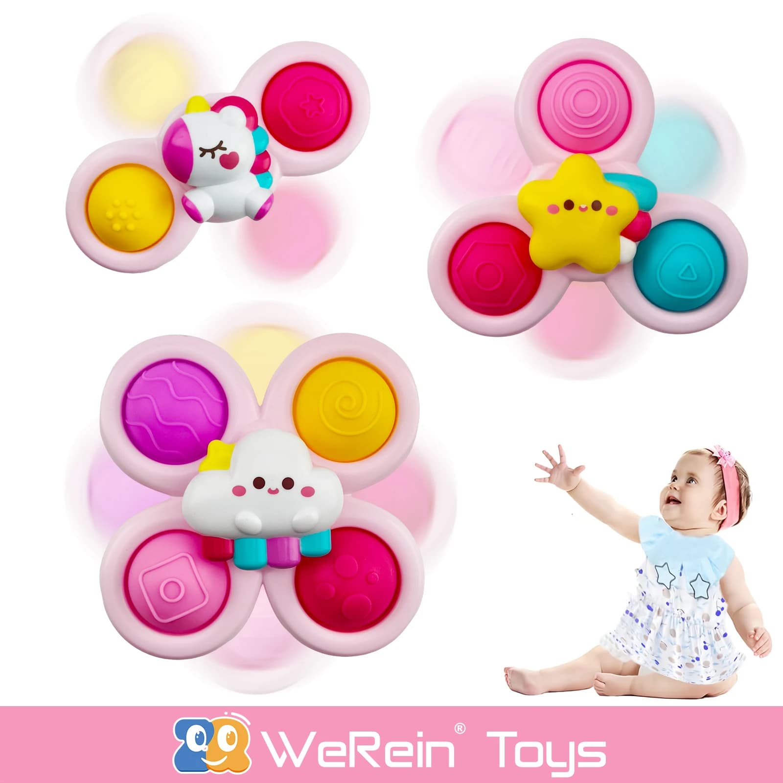 Suction Cup Spinner Infant Baby Toys 12-18 Months, Spinning Top Sensory Toys for Toddlers 1-3 Year Old