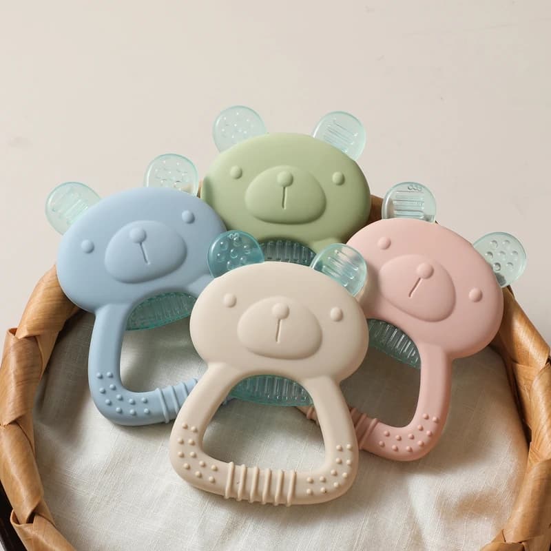 Baby Teething Toys Cool Sensory Touch Of Baby Teething Rings Cartoon Kitten Water-filled Silicone Chewing Toy Gifts For Newborns