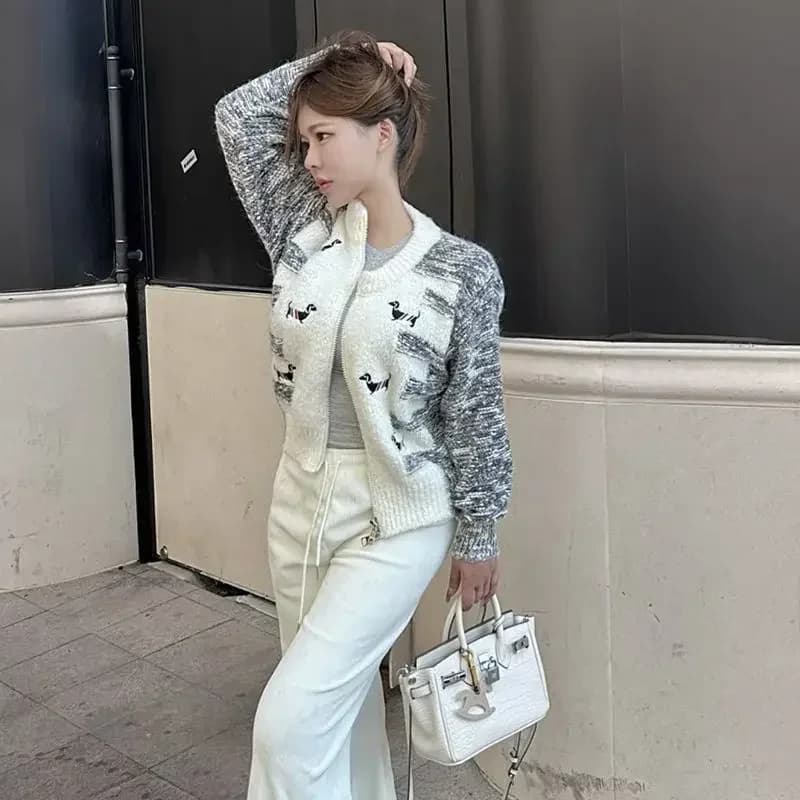 Cardigan for Women Spring Autumn Knitted Sweater Woman Outerwear Jacket Round O Neck Casual Clothing Sales Korean Streetwear Hot