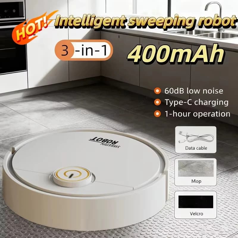 Smart Sweeping Robot Sweeping Suction Mopping 3-in-1 USB Rechargeable Vacuum Home Appliance For Floors Countertops Pet Hair