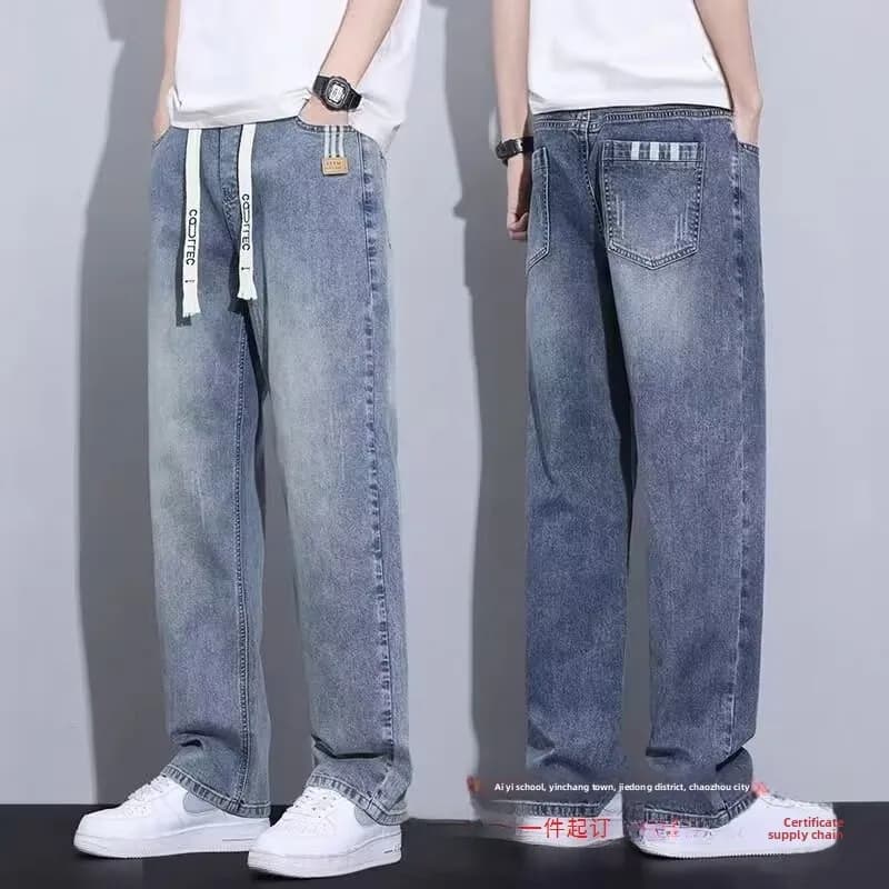 Teenage Boys Summer Slim Straight Jeans Thin Cotton Denim Casual Trousers for Junior And High School Students Fashionable And...