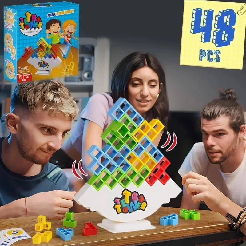 Jigsaw Building Block Toys, Fun Balance Stacking Games, Construction Board Games Russian Building Block Children's Tabletop Toys