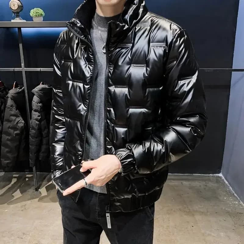 Men's Down Jacket Glossy Male Padded Coats Short Parkas Collared Padding Winter 2025 Outerwears Fashion 2025 Promotion Hot Outer