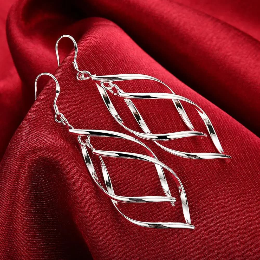 Fine High Quality Silver Color Earrings Fashion Jewelry Elegant Woman Hanging Drop Long Wedding Christmas Gifts