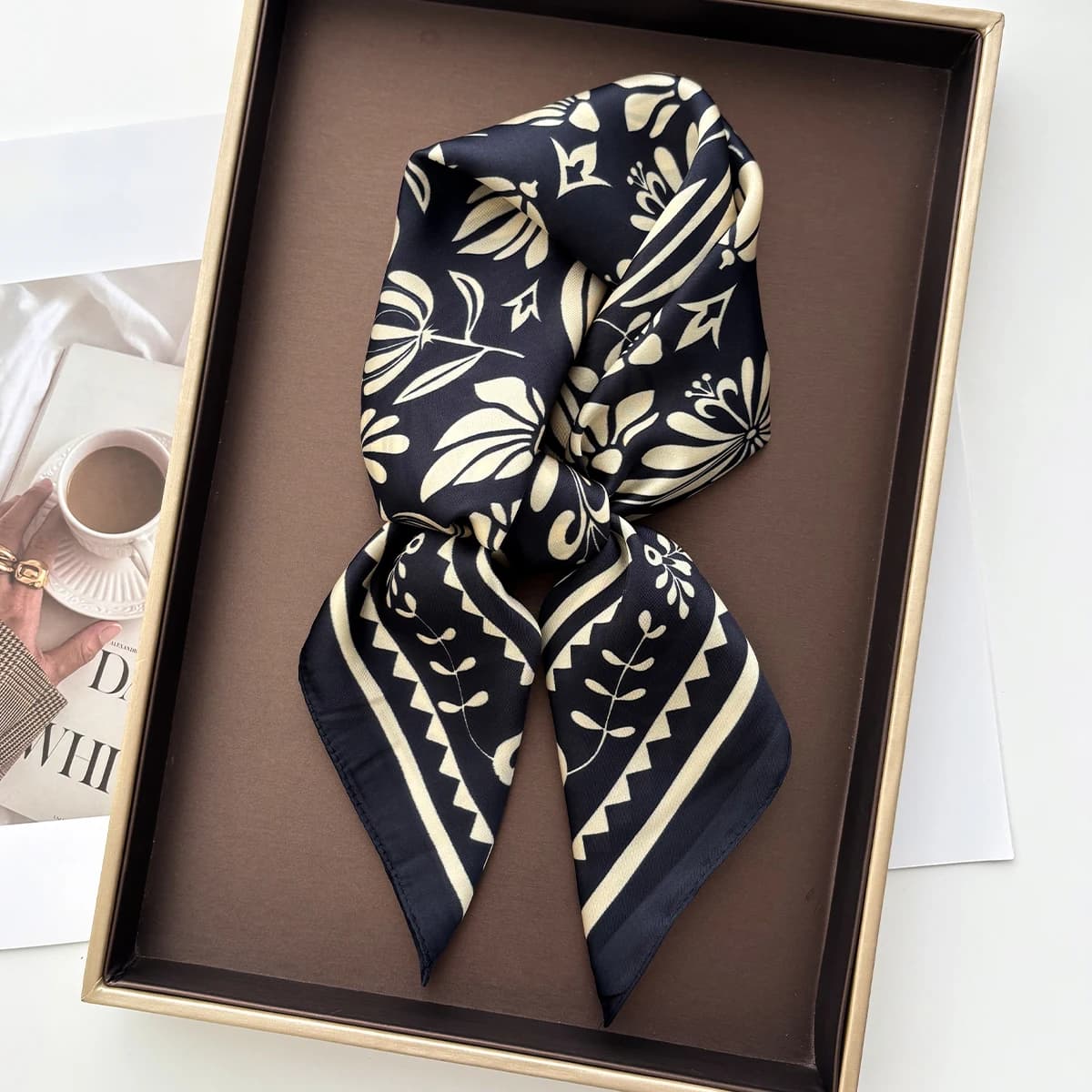 Women Scarf Silk Imitation Satin Scarves Retro Paisley Neckerchief Foulard Square Hairbands Female Scarves Shawls Wraps