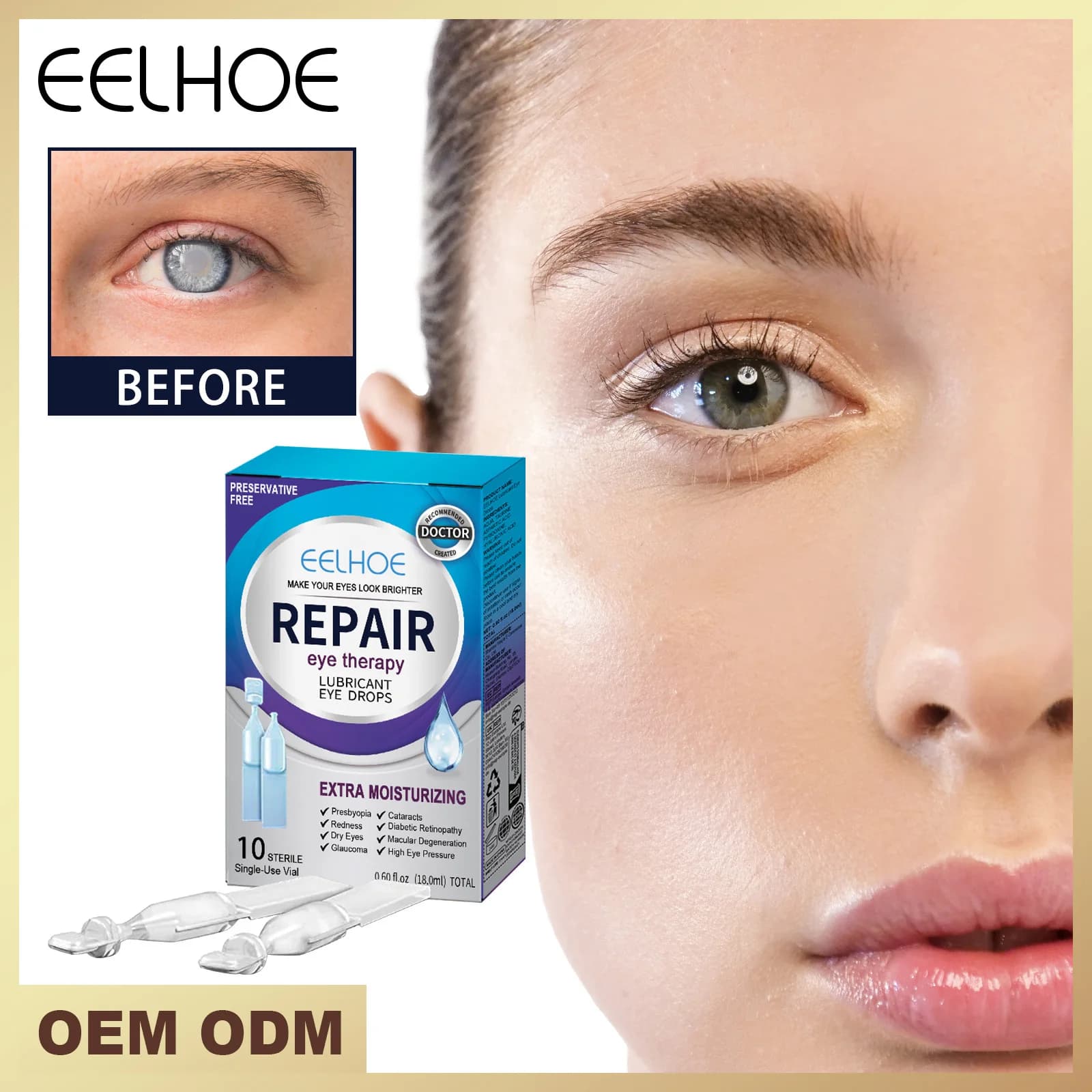Eye care solution, gentle care, moisturizing, refreshing, and elastic eye skin, convenient daily eye care solution