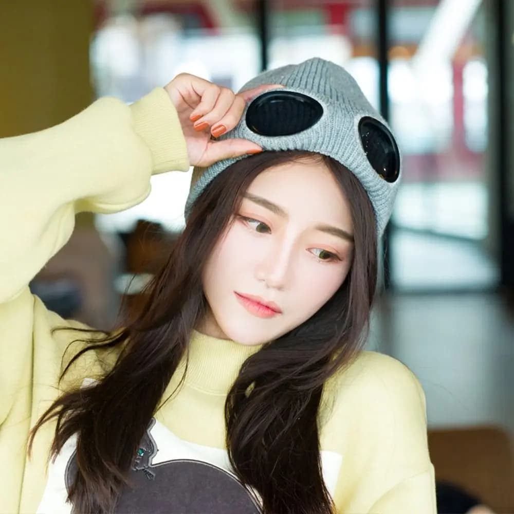Ear Protection With Glasses Pullover Cap Skullies Caps Pilot Glasses Cap Ski Cap Knitted Hats Women Wool Caps Korean Beanies