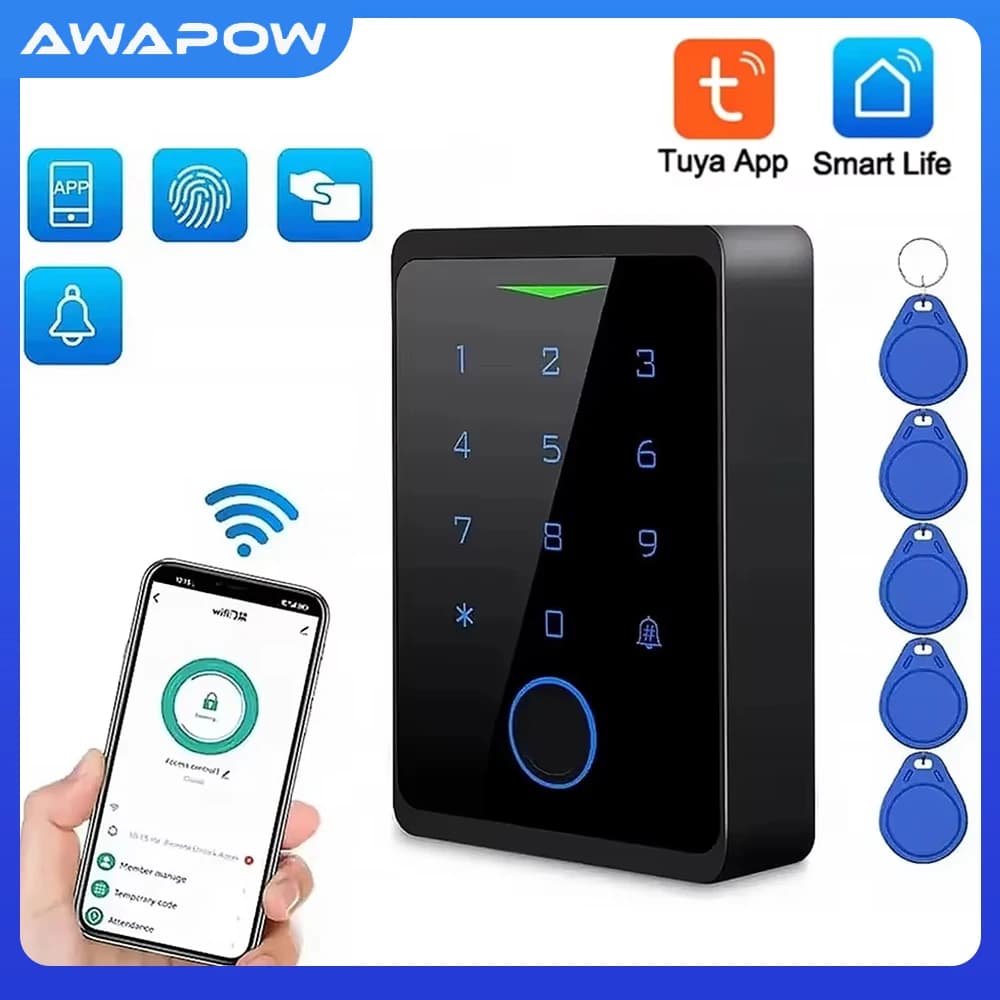 Awapow Tuya Access Control Kits CF1-2.4G Wifi Door Access Control System Security Waterproof Fingerprint Digital Electronic Lock