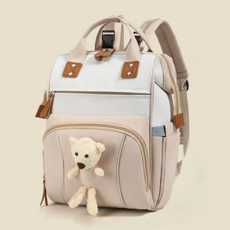 Cute Bear Multifunctional Backpack Double Shoulder Diaper Bag Baby Stroller Bag Large Capacity Travel Bag for New Parents