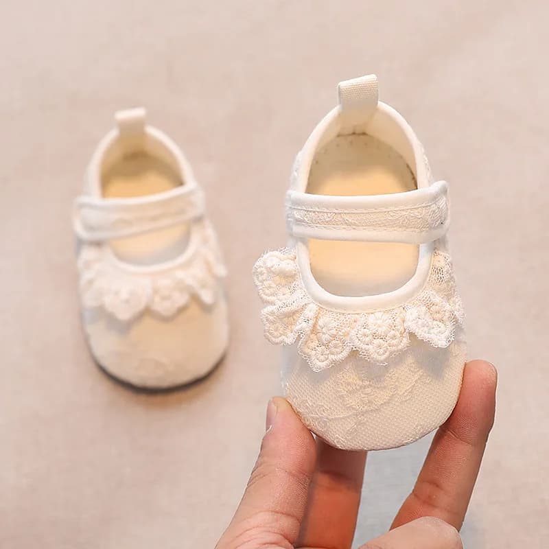 Baby Girls Shoes Non-Slip Soft Soled Lace Bowknot Flats Toddler First Walker Infant Spring Autumn Princess Shoes