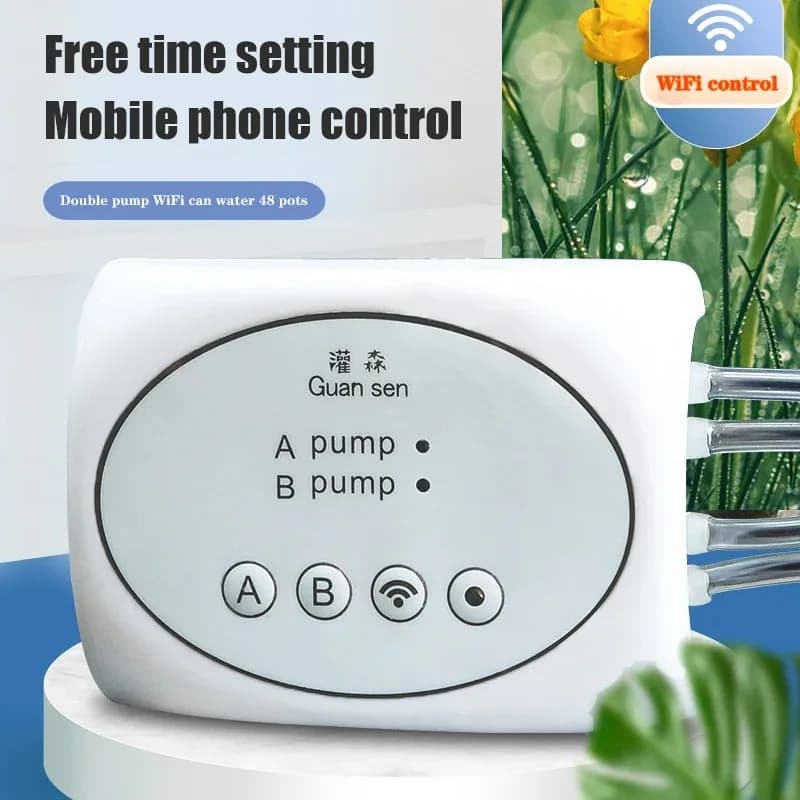 WiFi Automatic Watering System, Adjustable Drip Irrigation Kit, Timed Watering Device for Balcony Garden Potted Plants