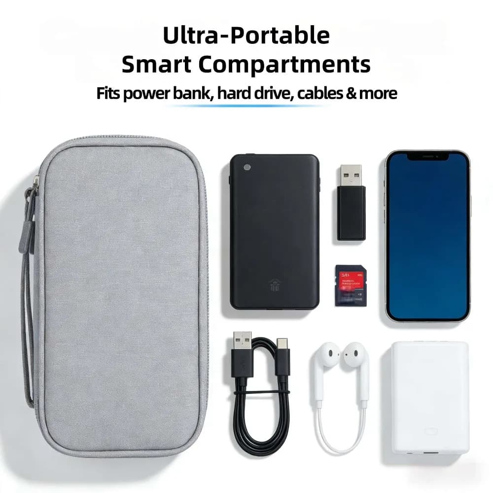 Electronics Organizer Case Portable Waterproof Shockproof Travel Pouch for Hard Drive Charger Power Bank Cables USB Accessories