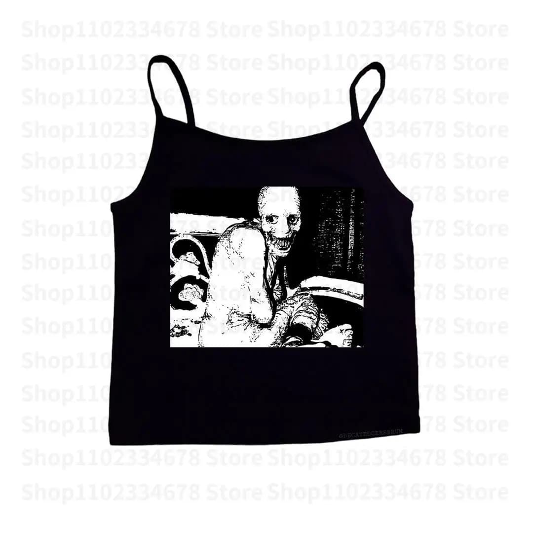 2000s Tops Gothic Emo Girls Camisole Tops Printing Grunge Crop Tops Y2k Clothes Vintage Punk Women's Corset Tank Top Baby Tees