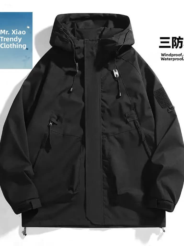 Outdoor Men's Jacket 2025 Spring Autumn New Style Loose Workwear Windproof Waterproof Coat Couple Outerwear Polyester Elastic...