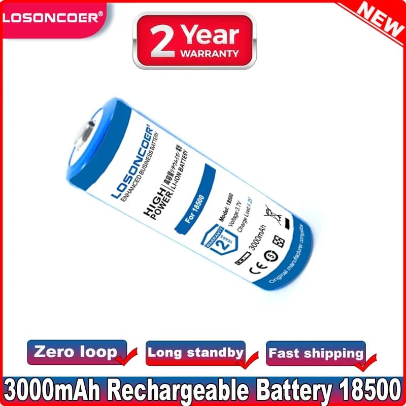3.7V 18500 Battery 3000mAh 18500 Bateria Recarregavel Batteies Baterias ~In Stock