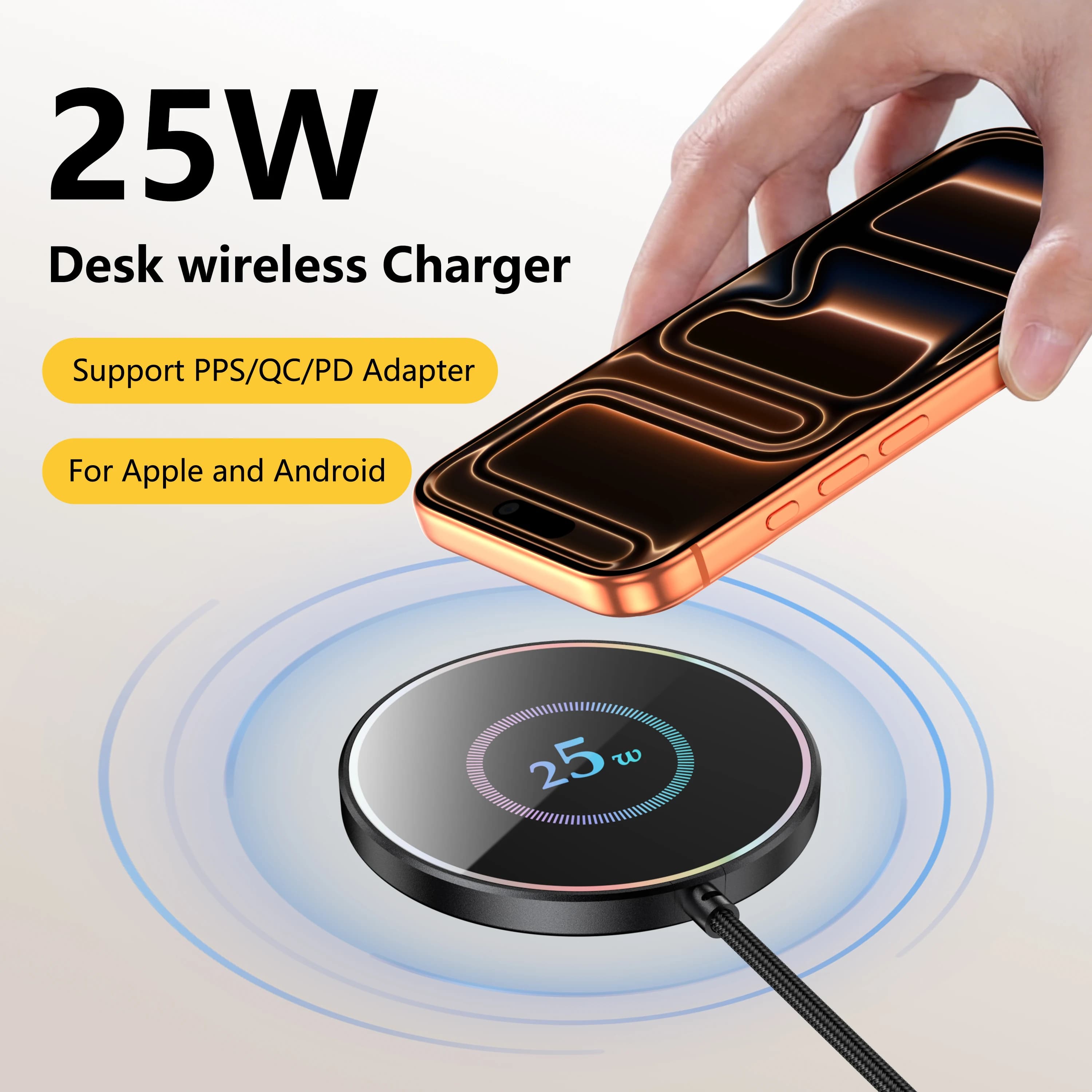 Wireless Charger 25W Mobile Phone Chargers Stand For iPhone 17 16 15 14 13 12 Pro Max Samsung Xiaomi Fast Charging Dock Station