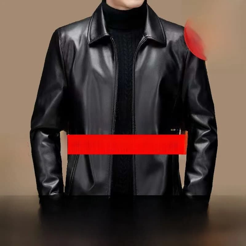 Men's Leather Jacket Thickened Genuine Leather Coat Slim Fit Business Casual Style Winter Warm Fashion City Middle-aged And E...