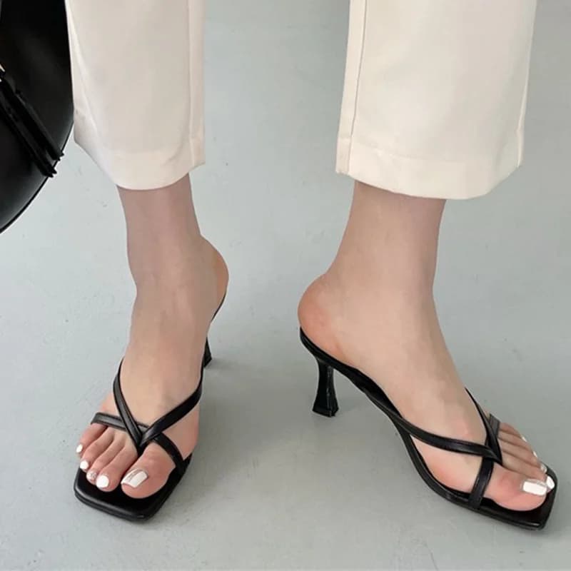 Sexy High Heels Slippers Women's Elegant Shoes Fashion Heeled Sandals for Woman Clip Toe Luxury Slippers Party Female Slides