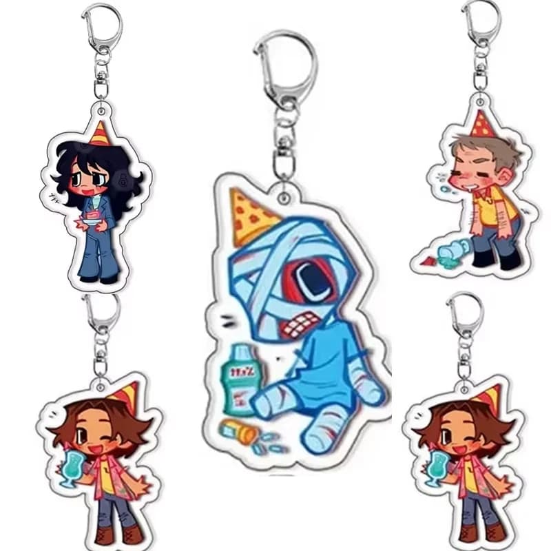 Gifts Accessories Adventure Game Mouthwashing Chibis Keychain Anya Jimmy Curly Sallyface Key Chain Bag Keyrings Jewelry Gamer