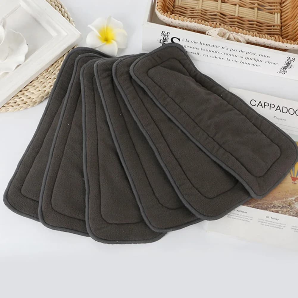 1PC Adult Diaper 5-Layer Bamboo Charcoal High Absorption Washable Cloth Diapers Reusable Nappies for Incontinent