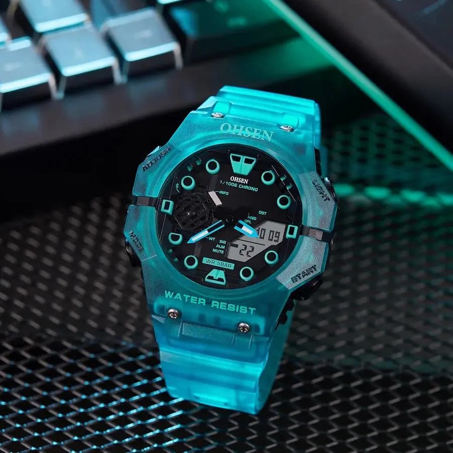 Digital Watches for Men Fashion Blue Tactical Man Wristwatch Dual Time Waterproof Electronic Military Quartz Watch Male Clocks