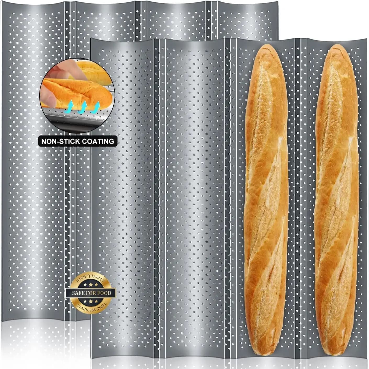Baguette Pan French Bread Baking Mould Bakeware Groove Waves Mold Cake Oven Pastry Tray Dishes Cooking Accessories Toaster Tool