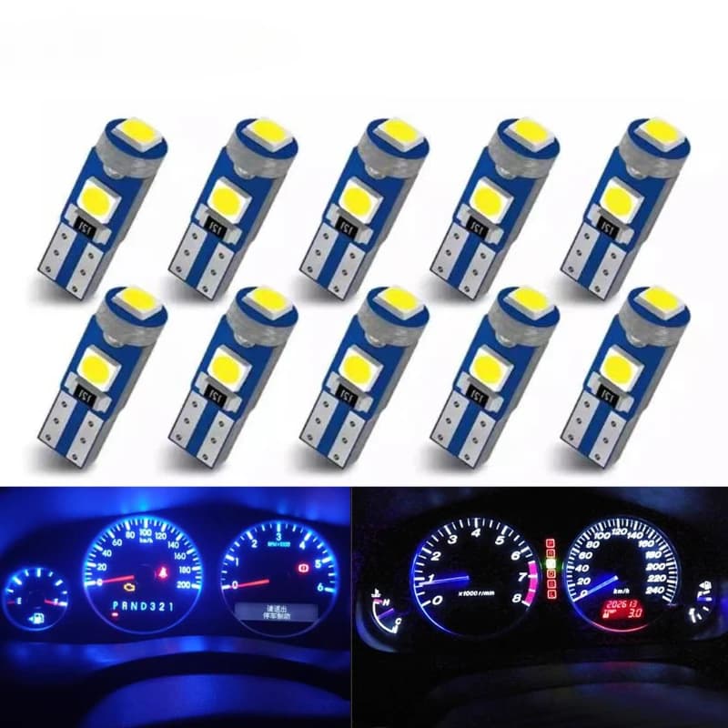 10Pcs T5 Led Bulb W3W W1.2W Led Canbus Car Interior Lights Dashboard Colorful Indicator Wedge Auto Instrument Lamp 12V