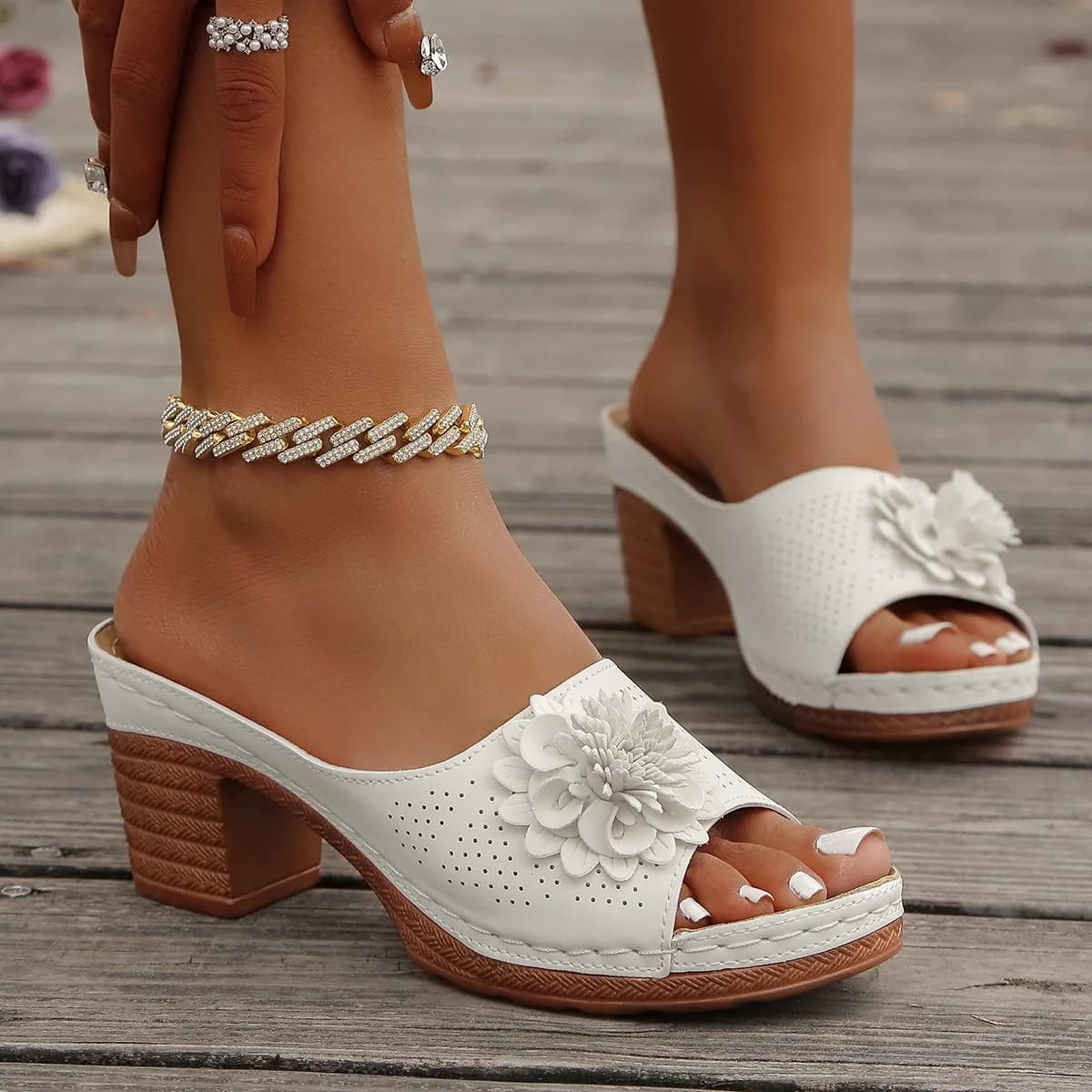 Women High Heels Slip on Sandals Summer Casual Comfortable Shoes Women Elegant Low Platform Sandals Sandalias De Mujer
