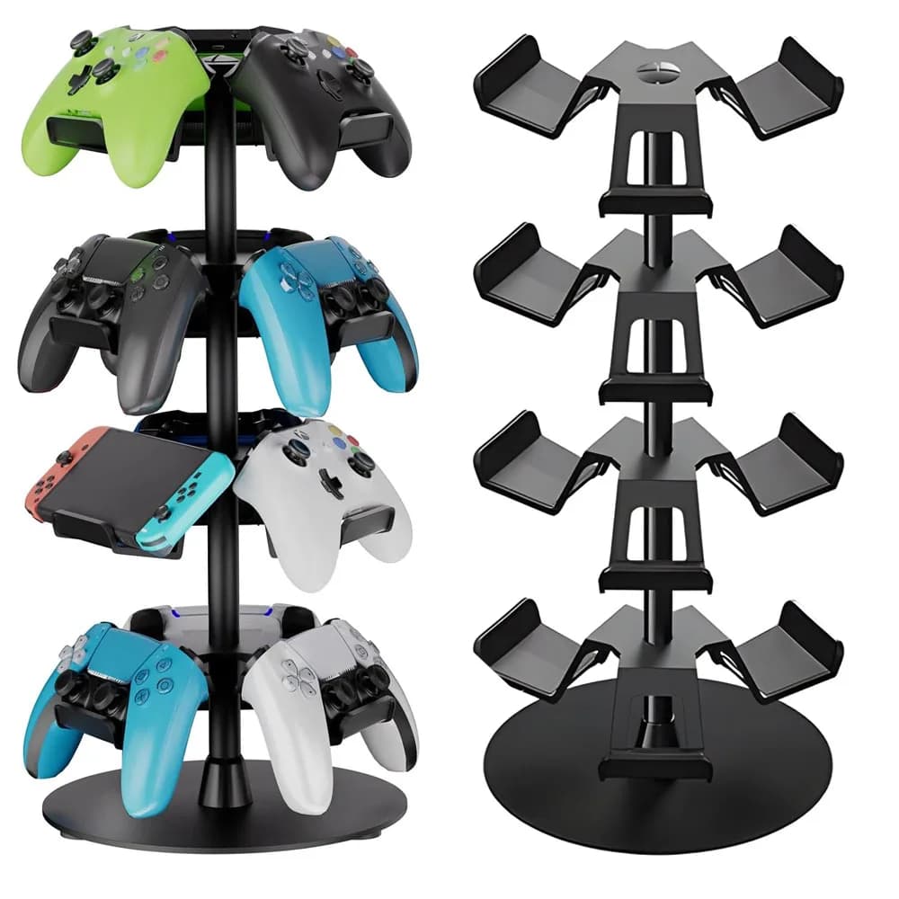 Controller Holder Stand Holds 12 Controllers Headset Headphone Stand Desk for PS4/PS5/Xbox /Switch Pro/Headsets