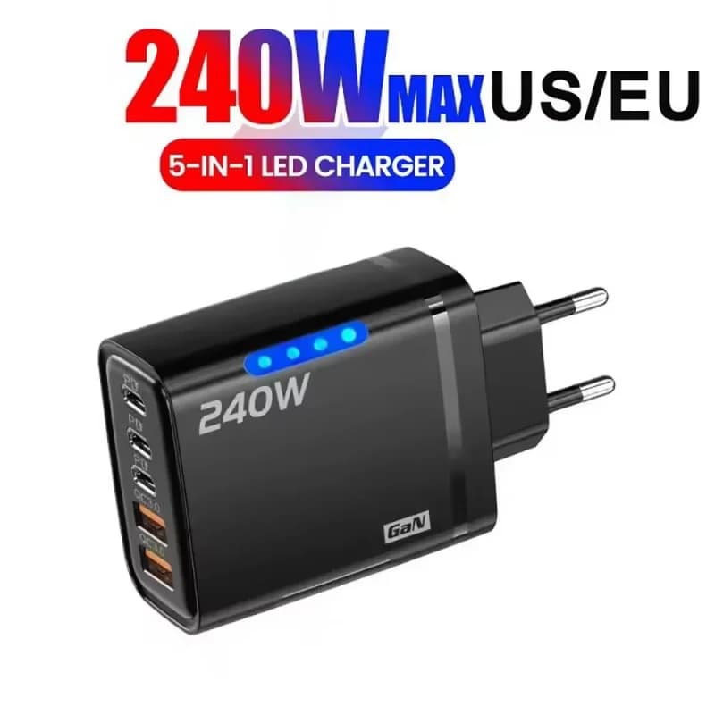 240W 5 Ports USB PD Charger Type C Quick Charge Phone Chargers USB Fast Charging Adapter For Various Types Of Mobile Phones New