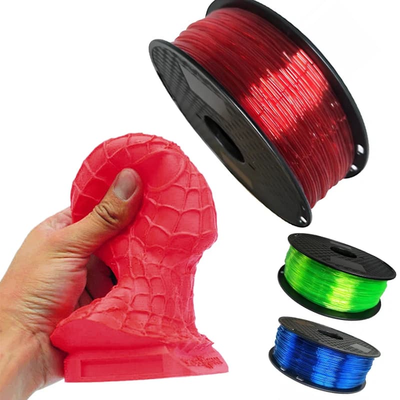 3D Printing Filament TPU Flexible Filaments TPU Filament Plastic for 3D Printer 1.75mm Printing Materials White Black Etc Colors
